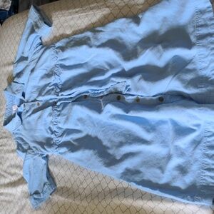 Blue linen maternity dress